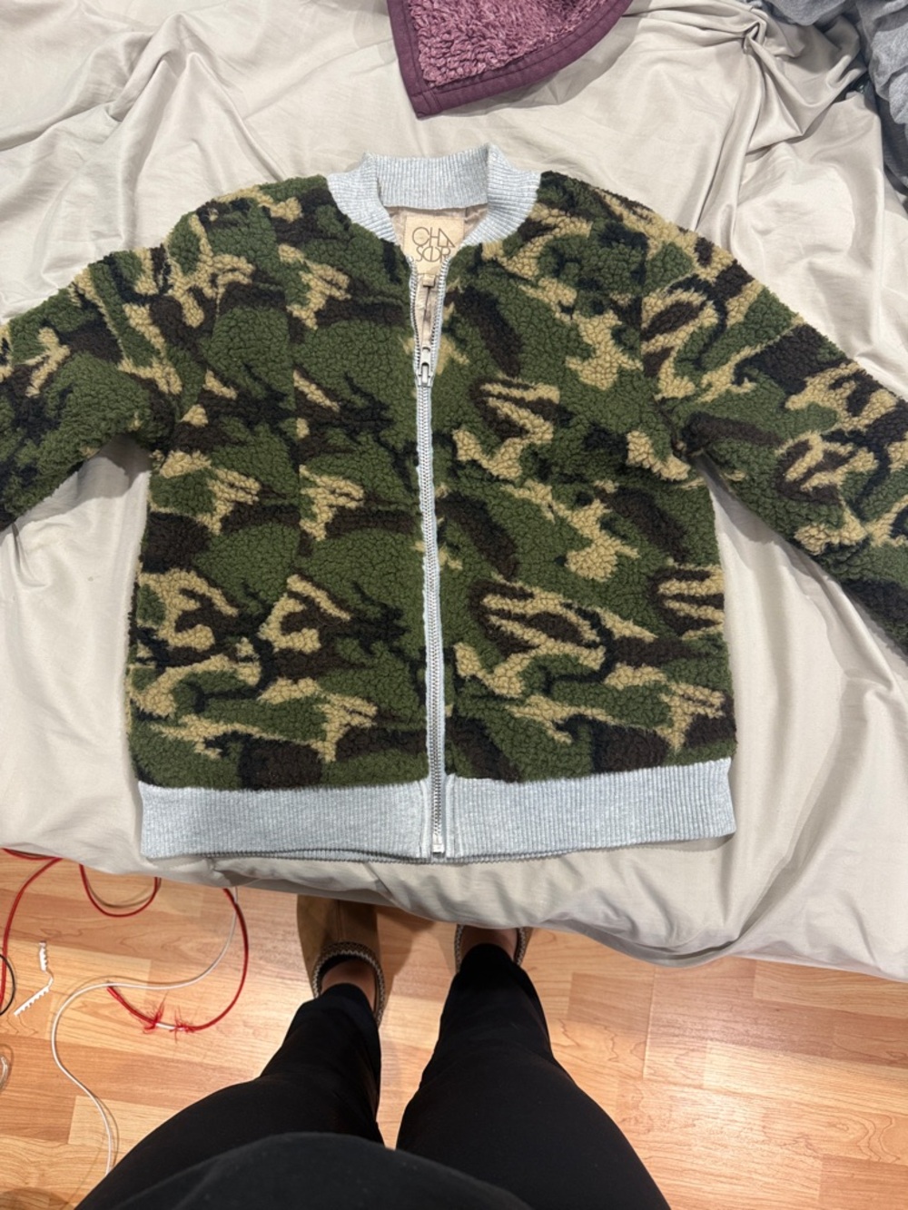 Chaser Olive & Tan Camo Sherpa Bomber Jacket